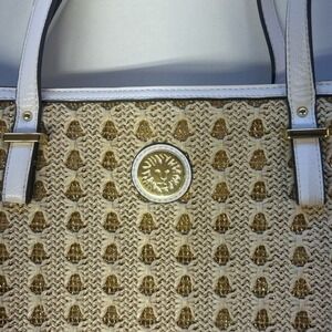 Anne‎ Klein Woven Gold and Cream Tote Bag